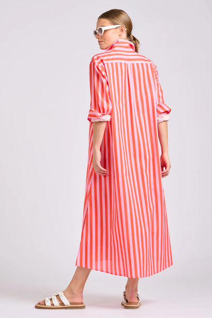 Shirty - The Luna Dress Pink Papaya Stripe