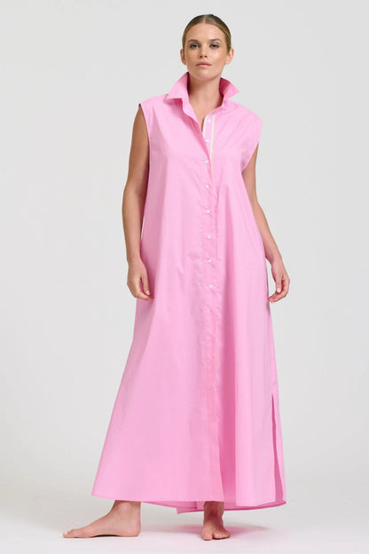 Shirty - The Sabine Sleeveless Longline Shirtdress Pink
