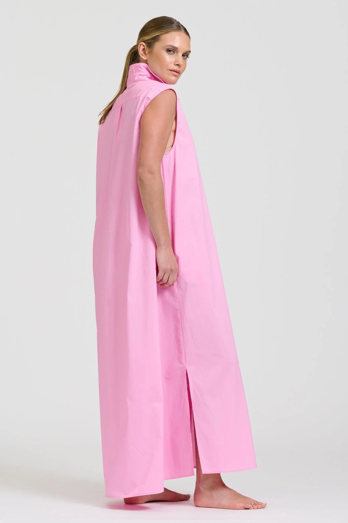 Shirty - The Sabine Sleeveless Longline Shirtdress Pink